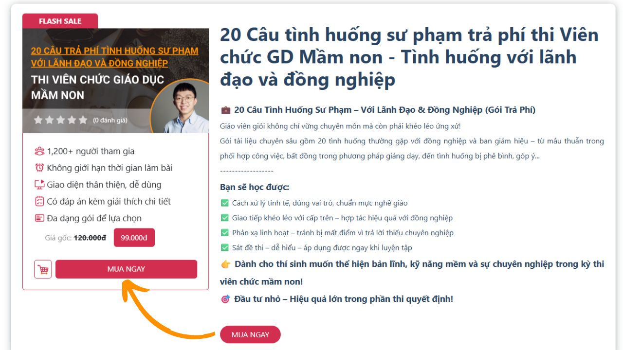 Mua ngay gói luyện thi tình huống sư phạm trực tuyến
