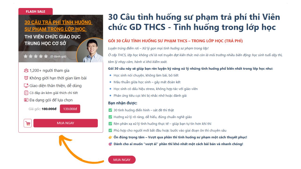 Mua gói luyện thi tình huống sư phạm THCS