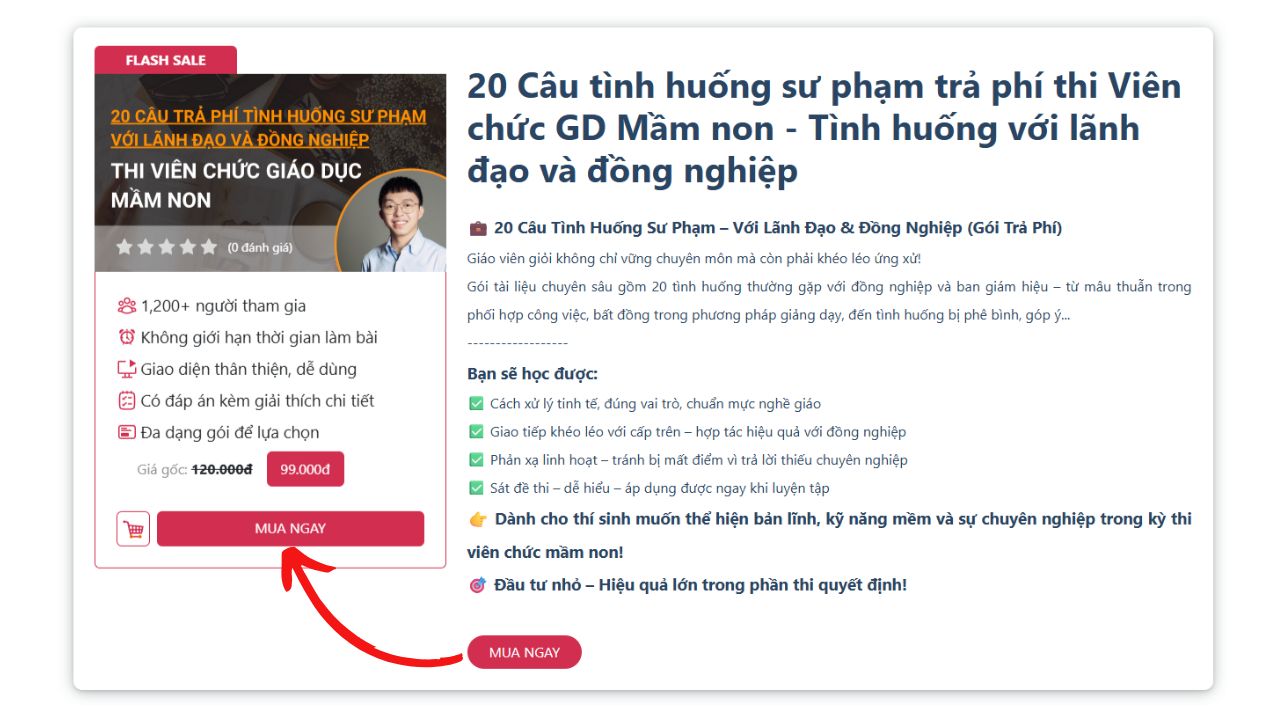 Mua ngay gói luyện thi tình huống sư phạm