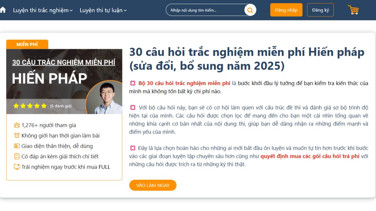 Nội dung bộ trắc nghiệm bám sát từng văn bản pháp luật hiện hành