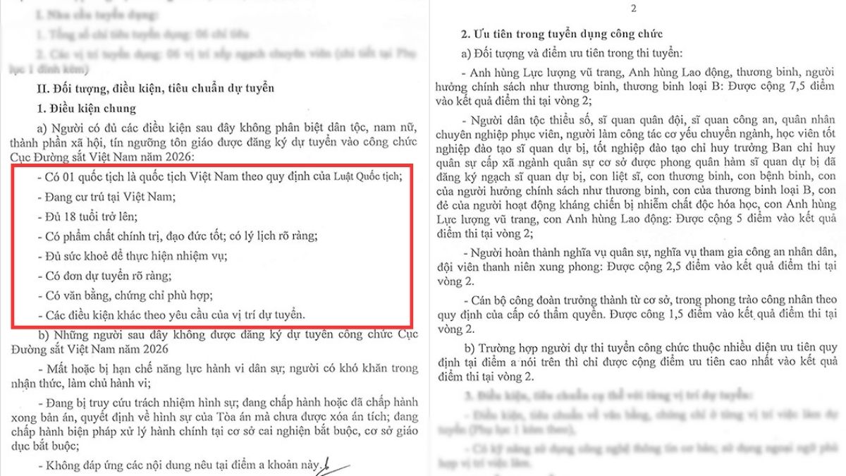Điều kiện tham gia Cục Đường sắt Việt Nam tuyển dụng